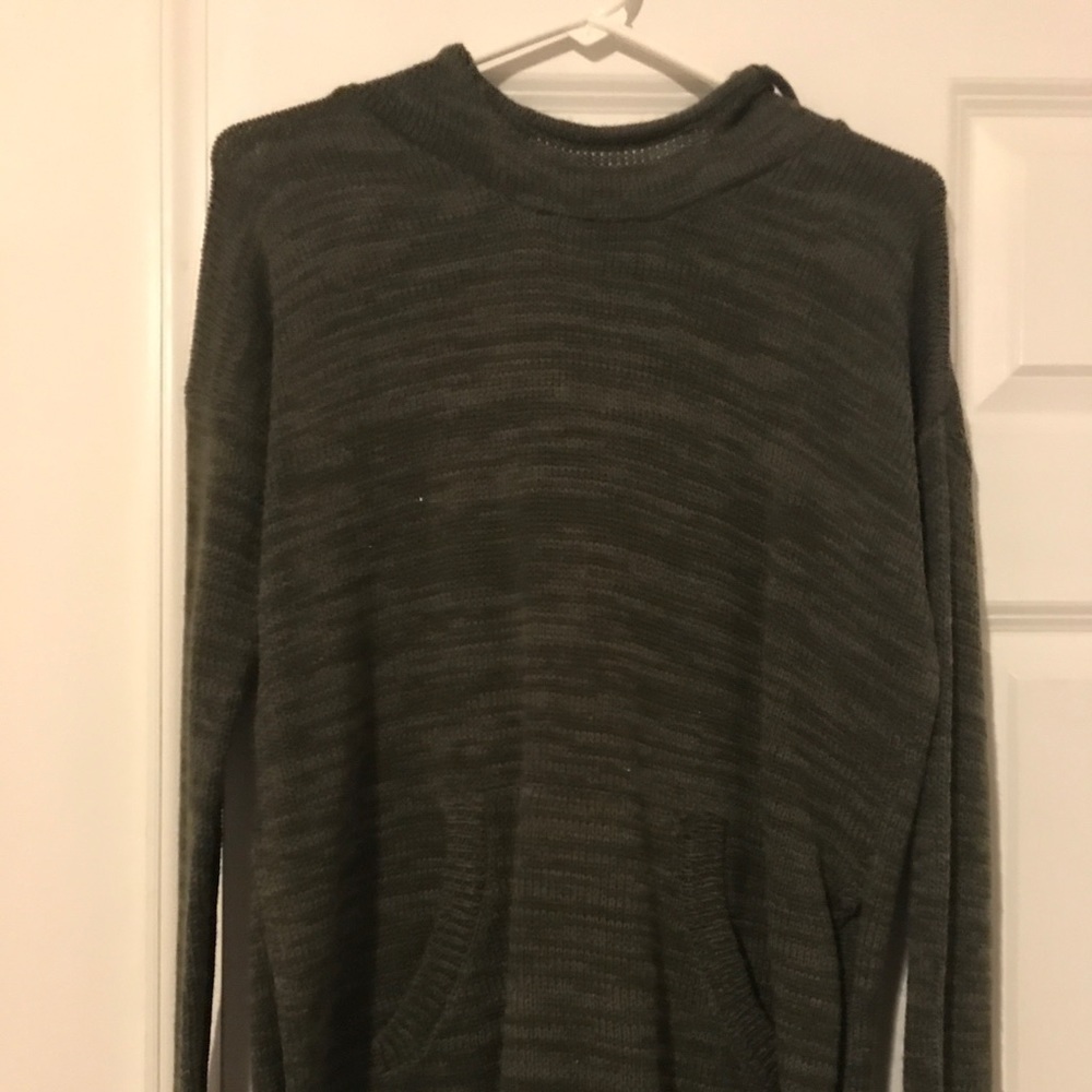 Army green sweater with hood
